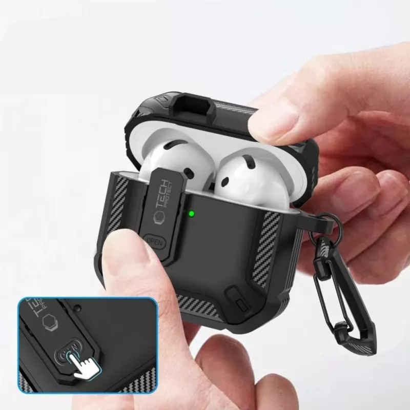 Tech-Protect Carbonox Dėklas, skirtas AirPods 4 - Juodas