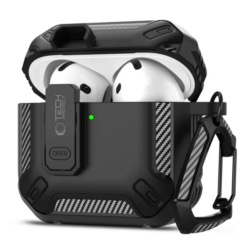 Tech-Protect Carbonox Dėklas, skirtas AirPods 4 - Juodas