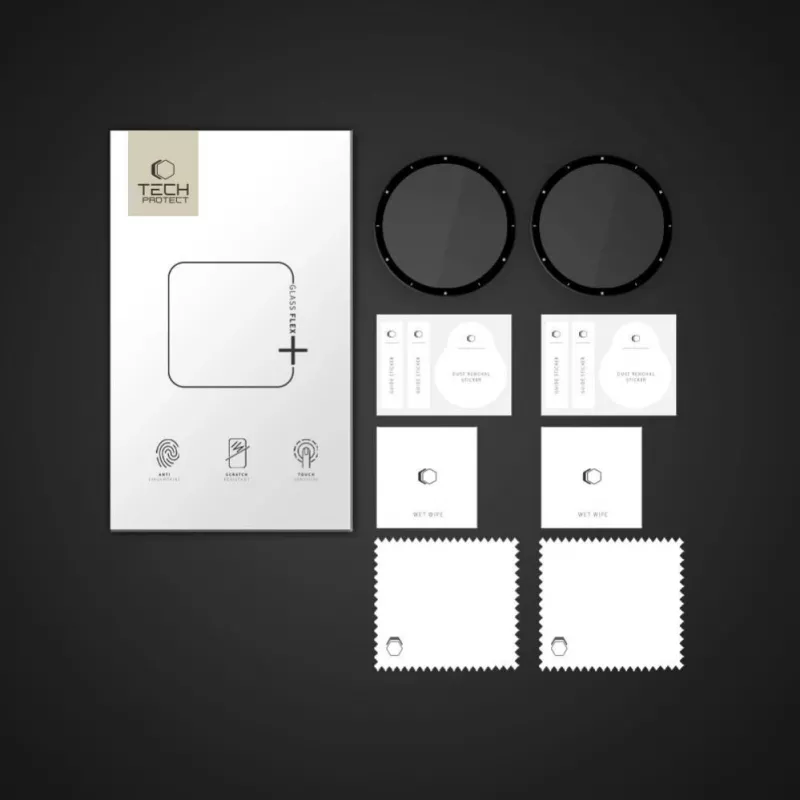 Tech-Protect Glass Flex+ hibridinio stiklo ekrano apsauga, skirta Garmin Venu 3 (2 vnt., juodas rėmelis)