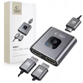 Tech-Protect HB07 USB-C Hub Adapter 2-in-1 HDMI 4K 60Hz - Pilka
