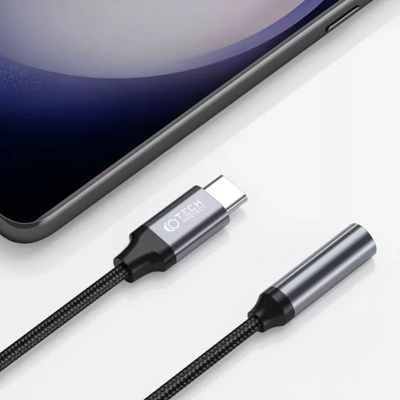 Tech-Protect USB-C į 3,5 mm Mini Jack garso adapteris (moteriškas) - juoda