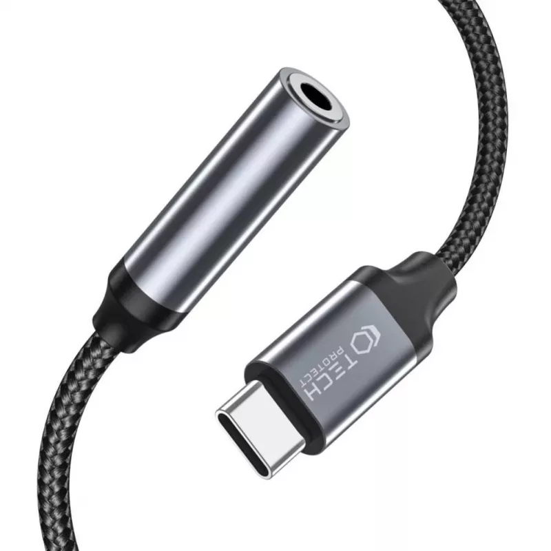 Tech-Protect USB-C į 3,5 mm Mini Jack garso adapteris (moteriškas) - juoda