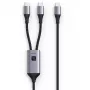 TECHLY USB-C į dvigubą USB-C skirstytuvą laidas 100W 1.5m PD QC PPS Juodas