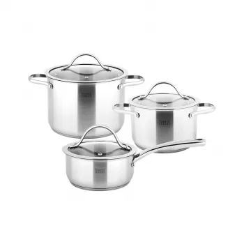 TEESA COOK EXPERT MASTER 6-dalių nerūdijančio plieno indų rinkinys su dangčiais, tinkamas indukcijai