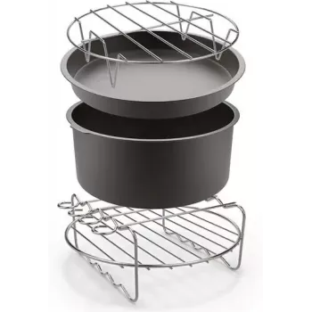 TEFAL Easy Fry priedų rinkinys, skirtas OBH Nordica XXL oro gruzdintuvų modeliams – kepimo forma, iešmų stovas, 5 iešmai