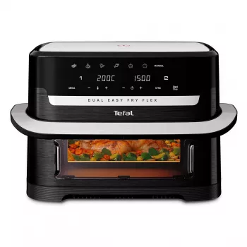 Tefal EY9228 Dual Easy Fry Flex oro gruzdintuvė ir grilis, 6,5 l dviejų zonų, 1700 W, juoda/sidabrinė