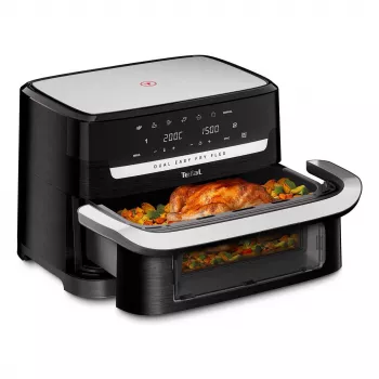 Tefal EY9228 Dual Easy Fry Flex oro gruzdintuvė ir grilis, 6,5 l dviejų zonų, 1700 W, juoda/sidabrinė