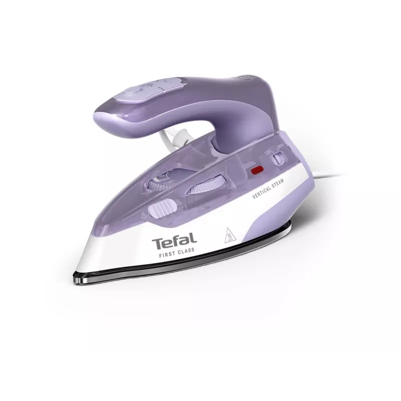 Tefal First Class DB1612E0 kelioninis lygintuvas - 1100 W, nerūdijančio plieno padas, dviguba įtampa, 70 ml talpa, baltas/mėlynas