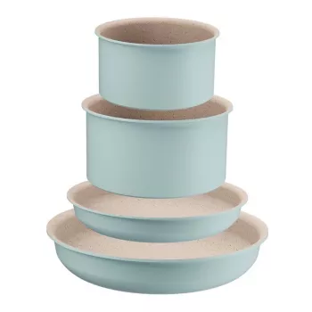 Tefal Ingenio Eucalyptus 5 dalių puodų ir keptuvių rinkinys su nuimamomis rankenomis, titano nepridegama danga, tinka indukcinėms kaitlentėms, juoda/pilka