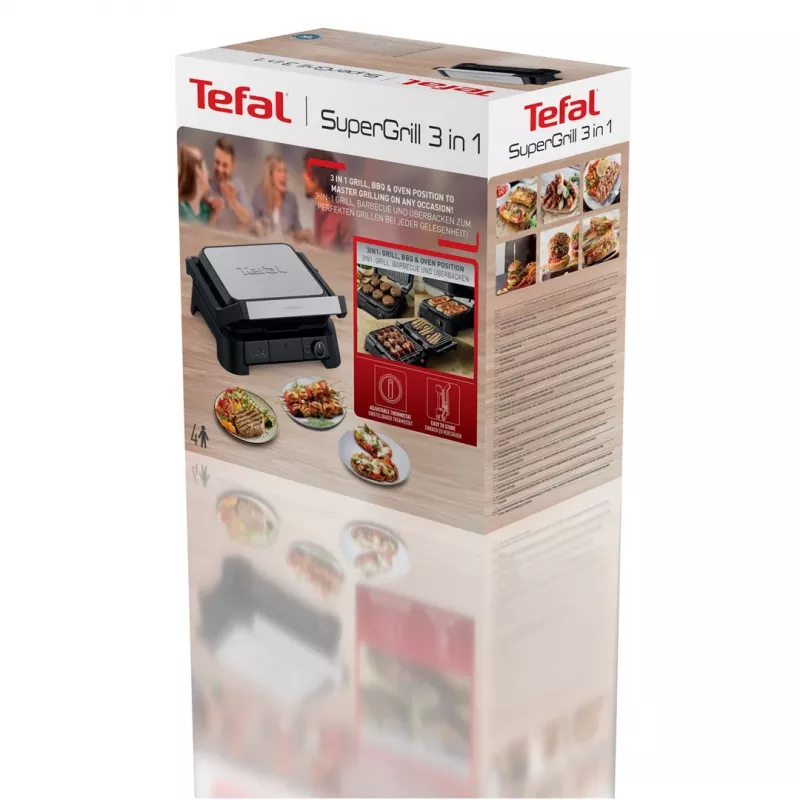 Tefal SuperGrill 3-in-1 GC510DE0 kontaktinis grilis, 2000 W, sidabrinis/juodas