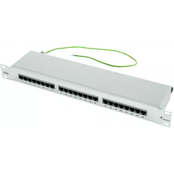 TELEGÄRTNER Cat.5e 24 prievadų RJ45 prievadų skydas, 1U, 19 colių, šviesiai pilkas