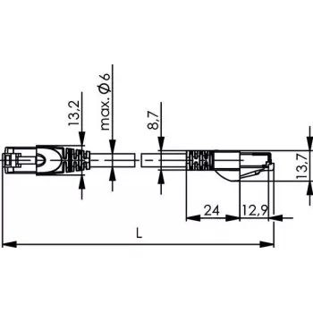 Telegärtner L00004A0104 Cat6a S/FTP tinklo prievadų kabelis, 6 m, pilkas