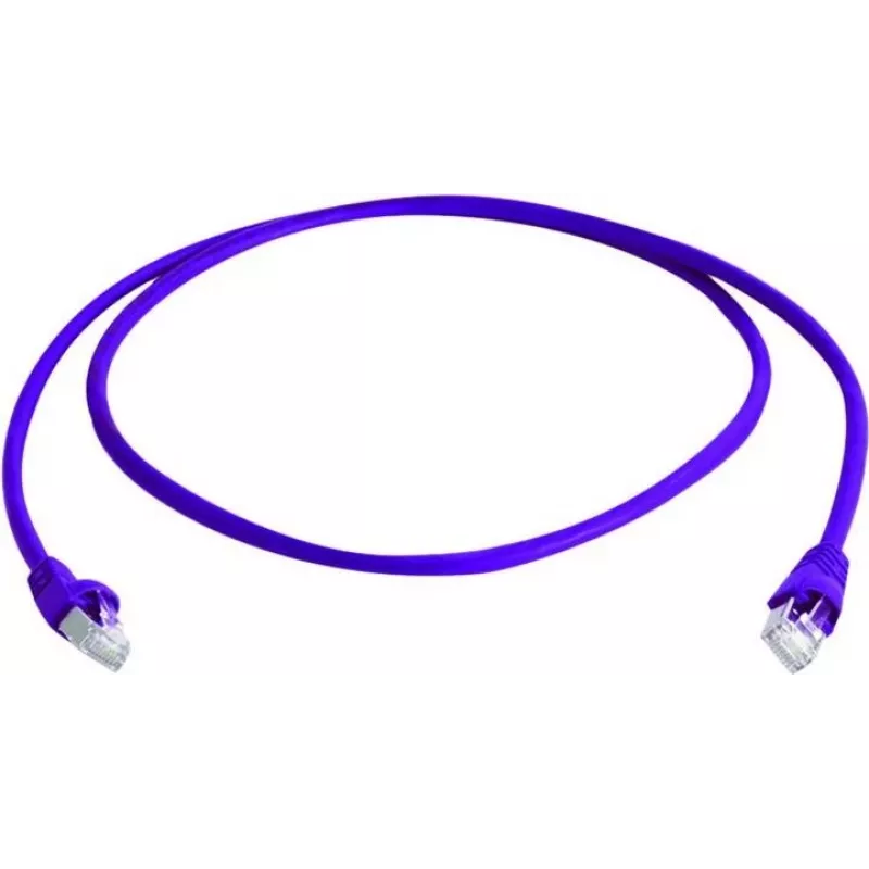 Telegärtner MP8 FS 500 Cat 6a S/FTP komutacinis kabelis, RJ-45 vyriškas į RJ-45 vyrišką, 0,5 m, violetinis, su apsauga nuo užkabinimo