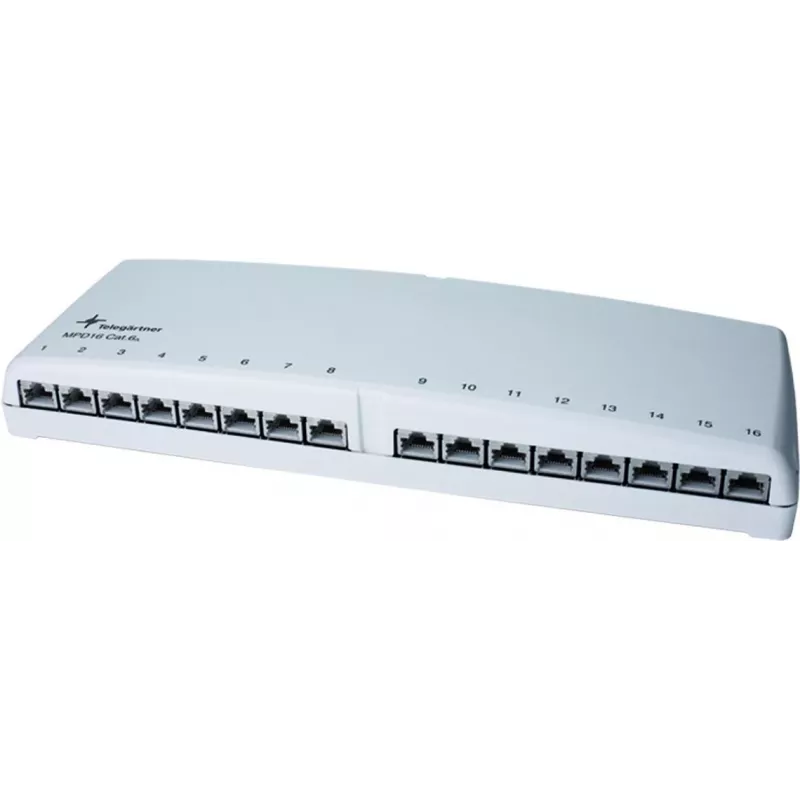 Telegärtner MPD16 K Patch Panel - 16 prievadų RJ45 - Cat.6a - Alpine White