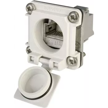 Telegärtner STX V6 RJ45 flanšinis jungties rinkinys, 6 variantas, 8P8C, ekranuotas, Cat.6A, IP67, šviesiai pilkas J00020A0483