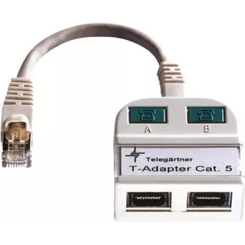 Telegärtner Token Ring skirstytuvas RJ45 vyriškas į 2x RJ45 moteriškas ekranuotas šviesiai pilkas J00029A0011