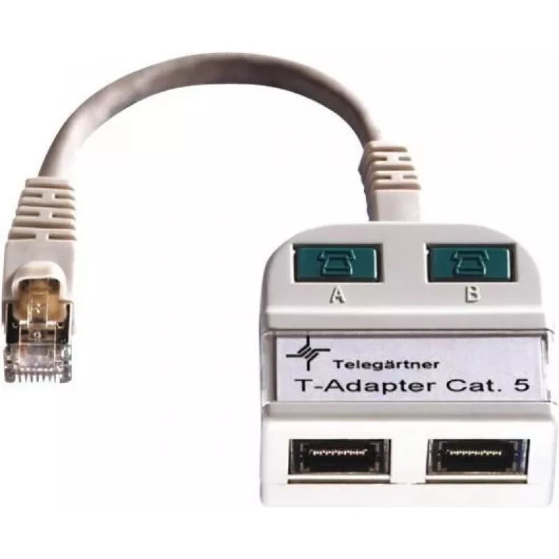 Telegärtner Token Ring skirstytuvas RJ45 vyriškas į 2x RJ45 moteriškas ekranuotas šviesiai pilkas J00029A0011