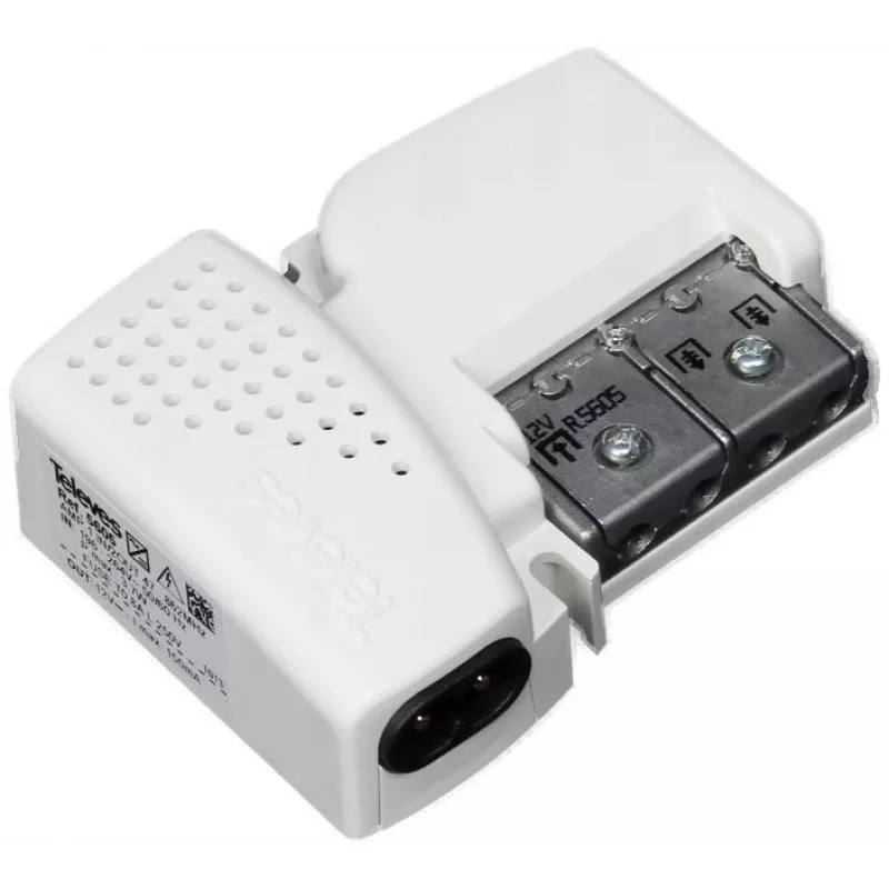 TELEVES PicoKom 1 EC antenos stiprintuvas, 1 įėjimas, 2 išėjimai, 12 dB stiprinimas, 47-694 MHz, F tipo jungtys, vidaus montavimui
