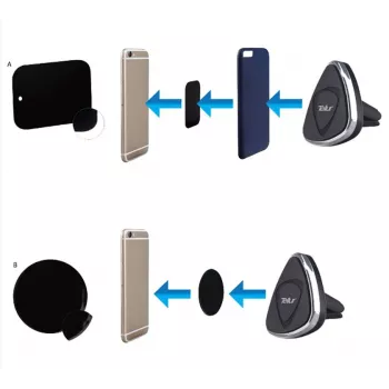TELLUR Automobilinis telefono laikiklis magnetinis, ventiliacijos angos tvirtinimas, juodas