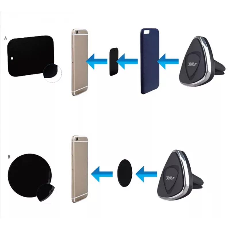 TELLUR Automobilinis telefono laikiklis magnetinis, ventiliacijos angos tvirtinimas, juodas