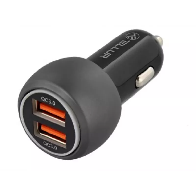 Tellur Dual USB automobilinis įkroviklis su QC 3.0, 6A, juodas
