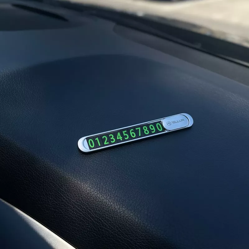 Tellur Laikinoji Automobilio Parkavimo Telefono Numerio Kortelė Metalinis Sidabras