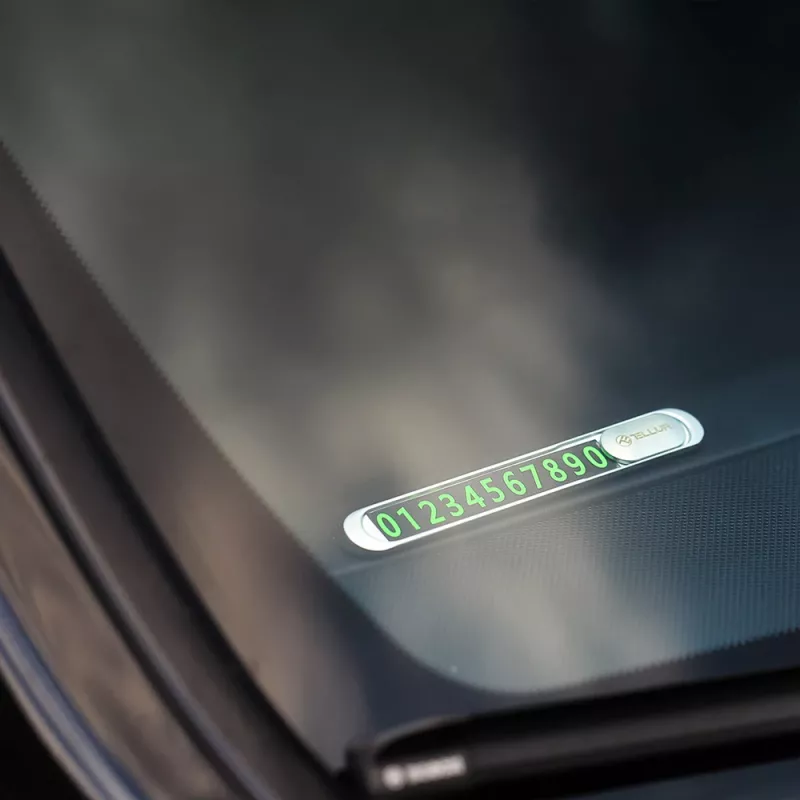 Tellur Laikinoji Automobilio Parkavimo Telefono Numerio Kortelė Metalinis Sidabras