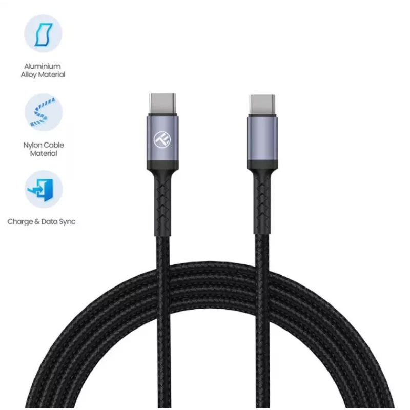 Tellur Type-C į Type-C laidas 3A 60W 1m juodas