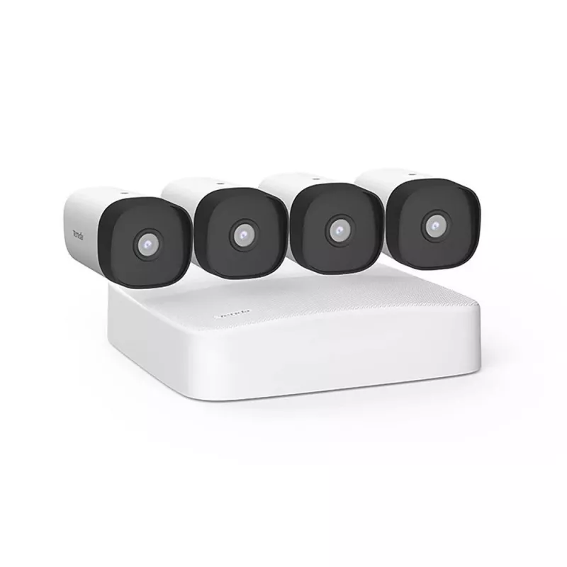 Tenda 4-Camera PoE NVR Surveillance Kit K4P-4TR su 4TB HDD, 4MP kulkos formos kameromis, H.265+, IP67, 30m naktinis matymas