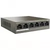 Tenda TEF1106P-4-63W PoE+ Switch, 6-Port Fast Ethernet, 4 PoE+ Portai, 63W Biudžetas, Bekvapis Darbalaukis