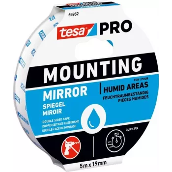 tesa Mounting PRO Mirror 66952-00001-00 dvipusė akrilinė putų juosta, balta, 5 m x 19 mm, veidrodžiams ir plokštiems daiktams, išlaiko iki 10 kg 10 cm