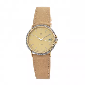 TETRA Women's Watch 113-C 32mm Silver Dial Black Leather Strap