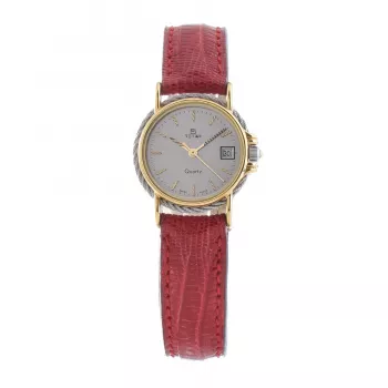 TETRA Women's Watch 114-RC-L (23mm) Hand-Wound Mechanical, Silver Dial, Black Leather Strap
