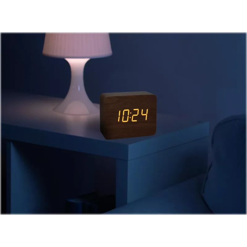 TFA 60.2549.08 CLOCCO Radio-Controlled Alarm Clock Wood-Look Brown