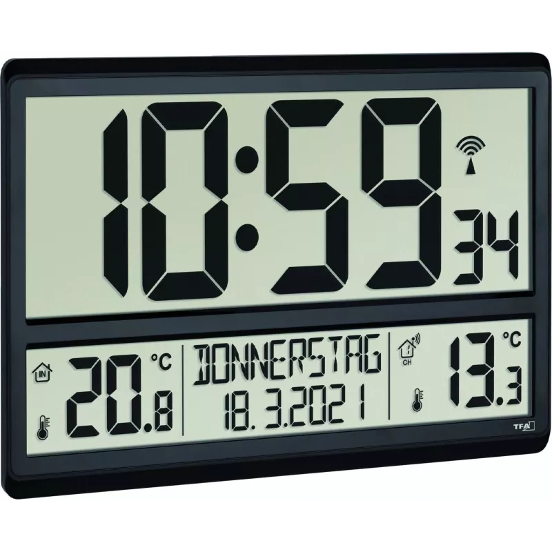 TFA 60.4521.01 XL radijo laikrodis su vidaus / lauko temperatūra