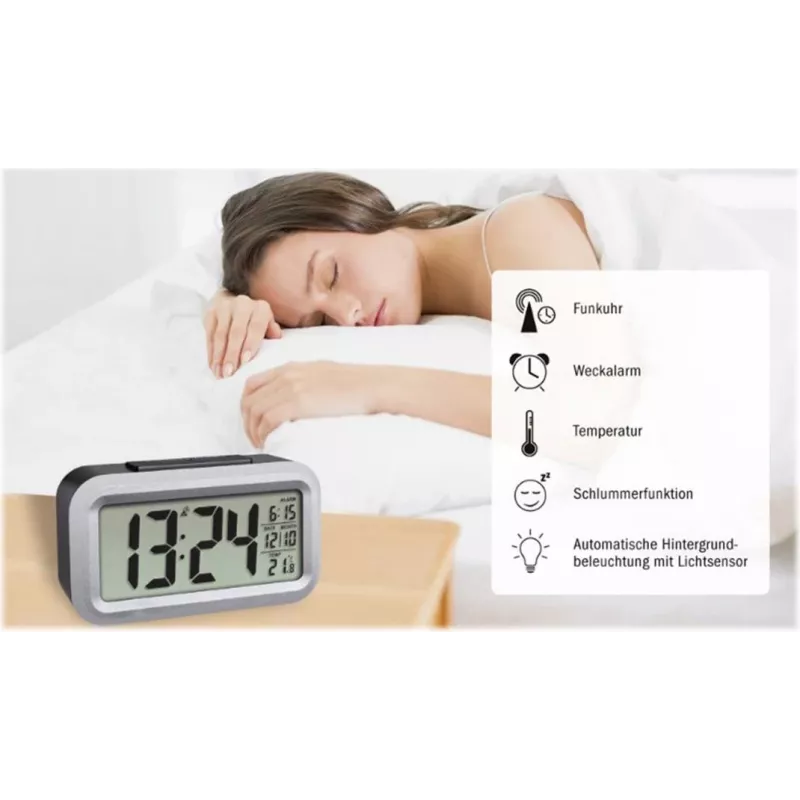 TFA Dostmann Lumio Plus Radijo žadintuvas Juodas/Sidabrinis