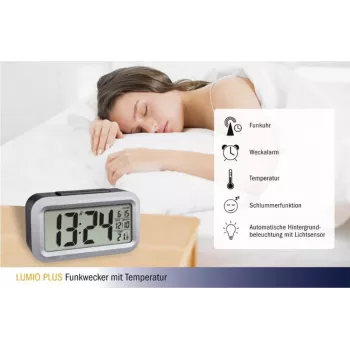 TFA Dostmann Lumio Plus Radijo žadintuvas Juodas/Sidabrinis