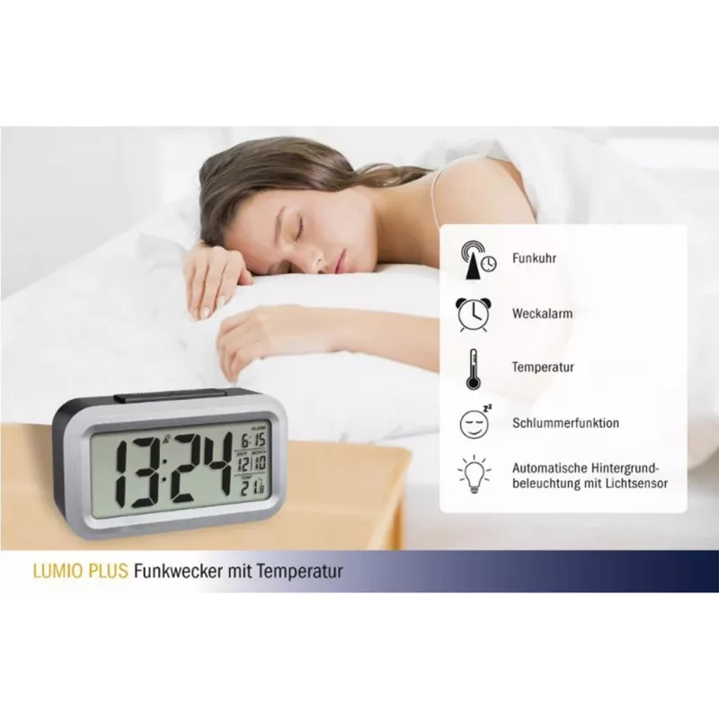 TFA Dostmann Lumio Plus Radijo žadintuvas Juodas/Sidabrinis