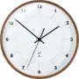 TFA Dostmann radijo bangomis valdomas sieninis laikrodis su mediniu rėmu, 25,5 cm skersmens, baltas ciferblatas, arabiški skaitmenys, maitinamas baterija, DCF77 98.1097