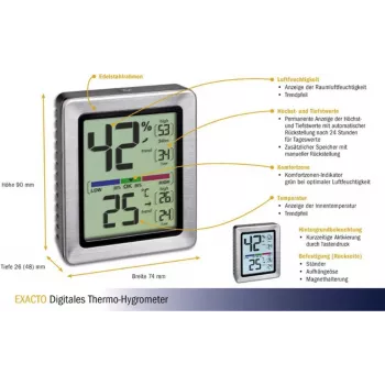 TFA EXACTO Digital Termo-higrometras Sidabrinis (30.5047.54)