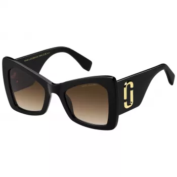 THE MARC JACOBS MARC761S807 Moteriški katės akies akiniai nuo saulės, juodas acetatas, pilki gradientiniai lęšiai, 52 mm
