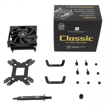 Thermalright AXP90-X36 juodas žemo profilio procesoriaus aušintuvas, 92mm PWM ventiliatorius, ITX, Intel ir AMD
