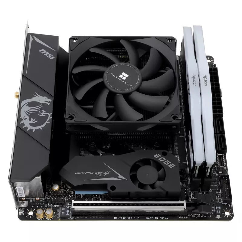 Thermalright AXP90-X36 juodas žemo profilio procesoriaus aušintuvas, 92mm PWM ventiliatorius, ITX, Intel ir AMD