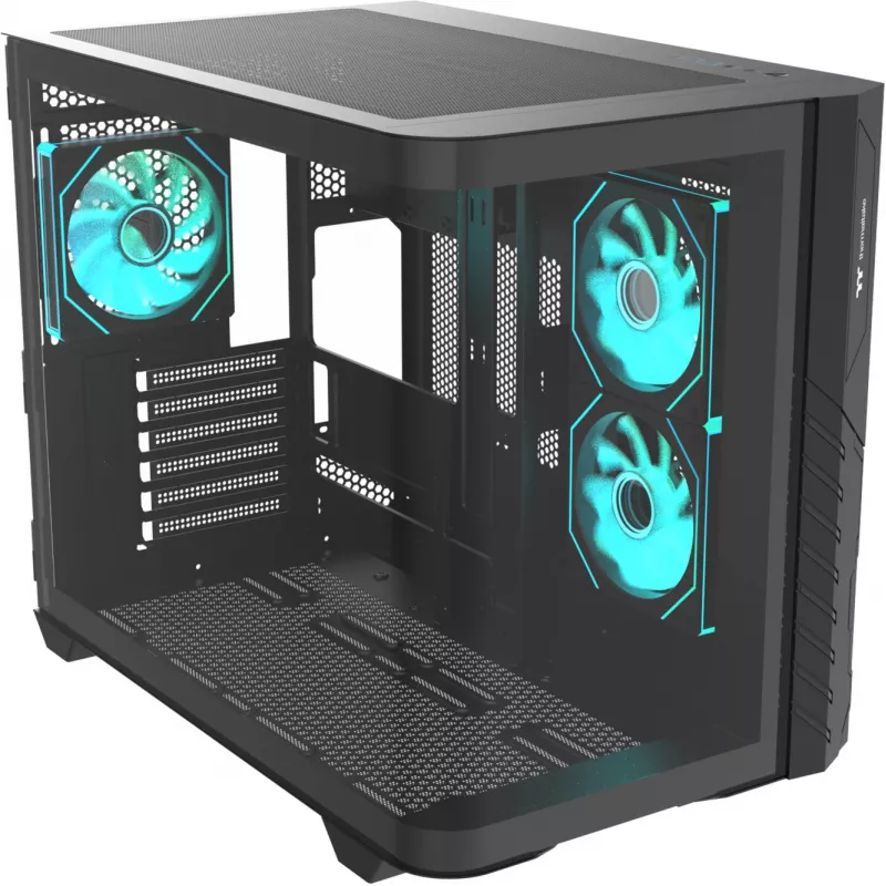 Thermaltake Vision 330 CR ARGB SE Edition Mid Tower korpusas, juodas, 3x grūdinto stiklo plokštės, 3x CT140 ARGB ventiliatoriai