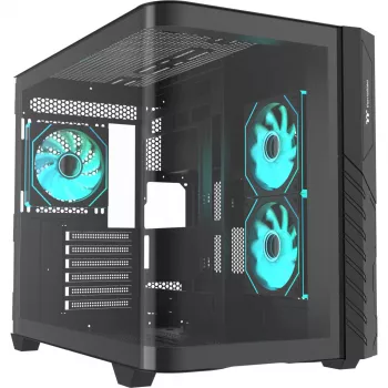 Thermaltake Vision 330 CR ARGB SE Edition Mid Tower korpusas, juodas, 3x grūdinto stiklo plokštės, 3x CT140 ARGB ventiliatoriai