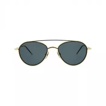 Thom Browne TB109ATGLDBLK Unisex Aviator Sunglasses Titanium Frame Dark Green Lens 53/20/141 mm
