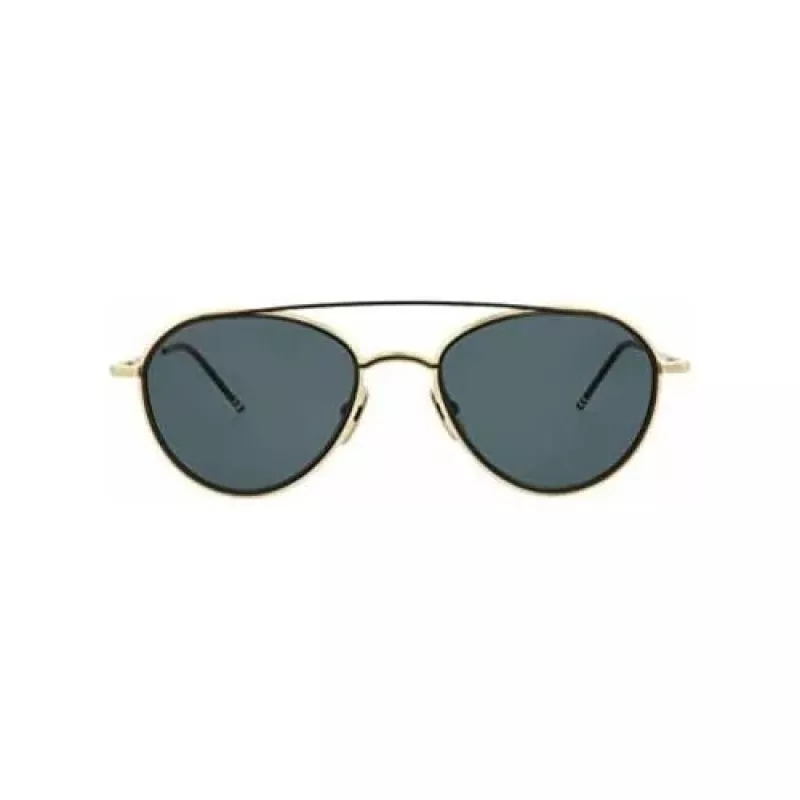 Thom Browne TB109ATGLDBLK Unisex Aviator Sunglasses Titanium Frame Dark Green Lens 53/20/141 mm