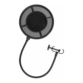 THRONMAX P1 dvigubo sluoksnio nailono tinklelio pop filtras su 350 mm gooseneck ir universaliu varžtiniu spaustuku, juodas