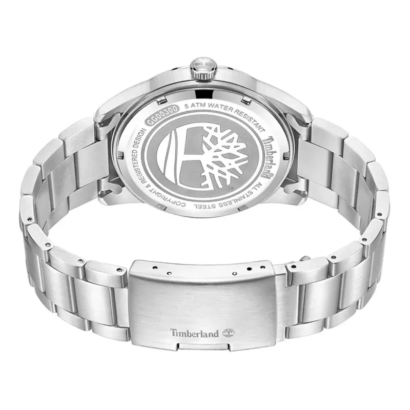 Timberland vyriškas analoginis kvarcinis laikrodis TDWGG0030001 45mm nerūdijančio plieno korpusas ruda odinė juosta