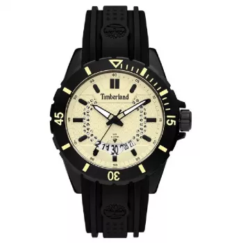 TIMBERLAND Vyriškas Medford 46mm Smėlio Spalvos Ciferblatas Juodas Silikoninis Dirželis Kvarcinis Laikrodis 15578JSB-14P